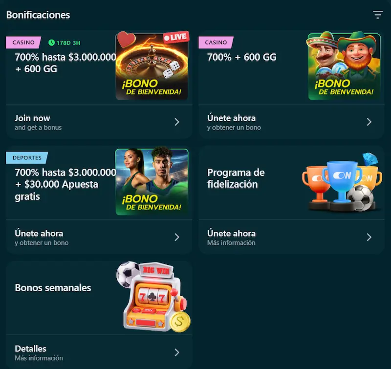 Bonos, promociones y programa de fidelización disponibles en BetonWin Chile